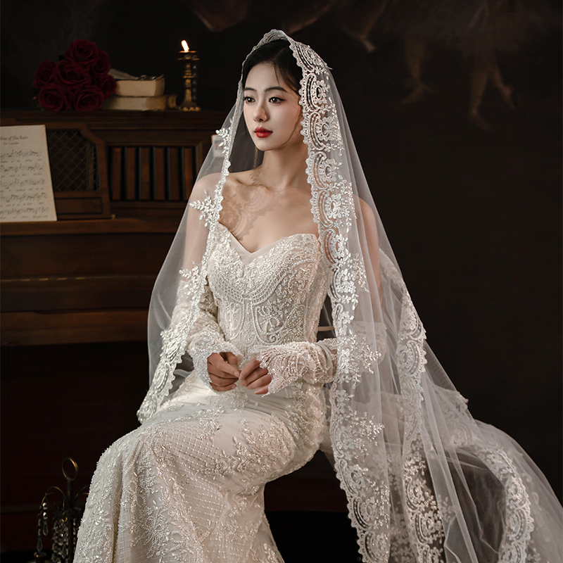 【ドナウ】フランス風ライトチュールウェディングドレス2025新作チューブトップワンショルダー歓迎小尾ハイエンドレトロ