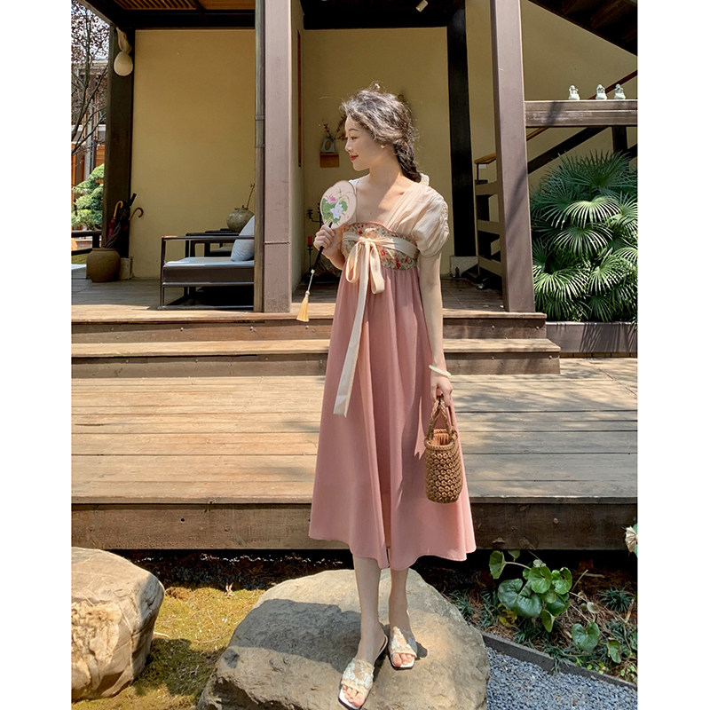 Wang Chill improved Hanfu State Wind Elements Skirt Children Printed Retro Gentle Everyday Fairy Ancient Wind and Costume Summer