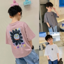 Boy short sleeve T-shirt 2021 new summer pure cotton handsome air tide children half sleeves CUHK child Han version fried street summer clothing