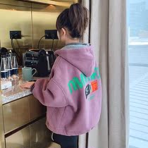 Girls spring and autumn jacket CUHK Tong Yang Gas Lianhood cardiovert cardiovert children autumn and winter plus suede thickened jacket baseball clothes