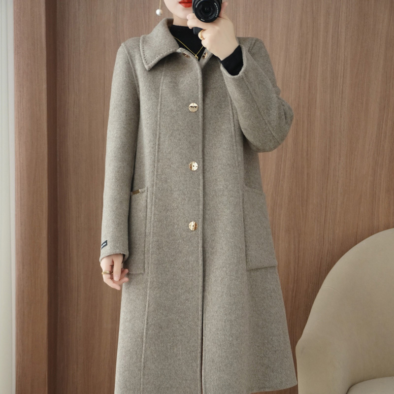 Pure Wool Coat for Women, Korean Style, Loose Mid-Length Woolen Coat, Double-Sided Cashmere Coat, Thickened for Autumn and Winter, Plus Size Pure Wool Coat for Women, Korean Style, Loose Mid-Length Woolen Coat, Double-Sided Cashmere Coat, Thickened for Autumn and Winter, Plus Size