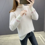 Трикотажный приятный телу зимний бархатный утепленный свитер, в корейском стиле, свободный крой