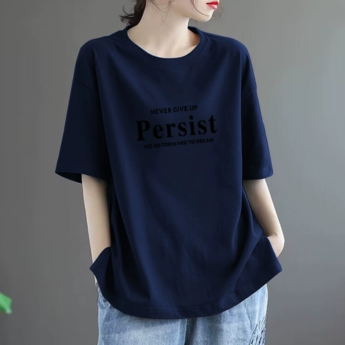 Хлопковая летняя модная футболка с коротким рукавом, в корейском стиле, большой размер, свободный крой, по фигуре, короткий рукав