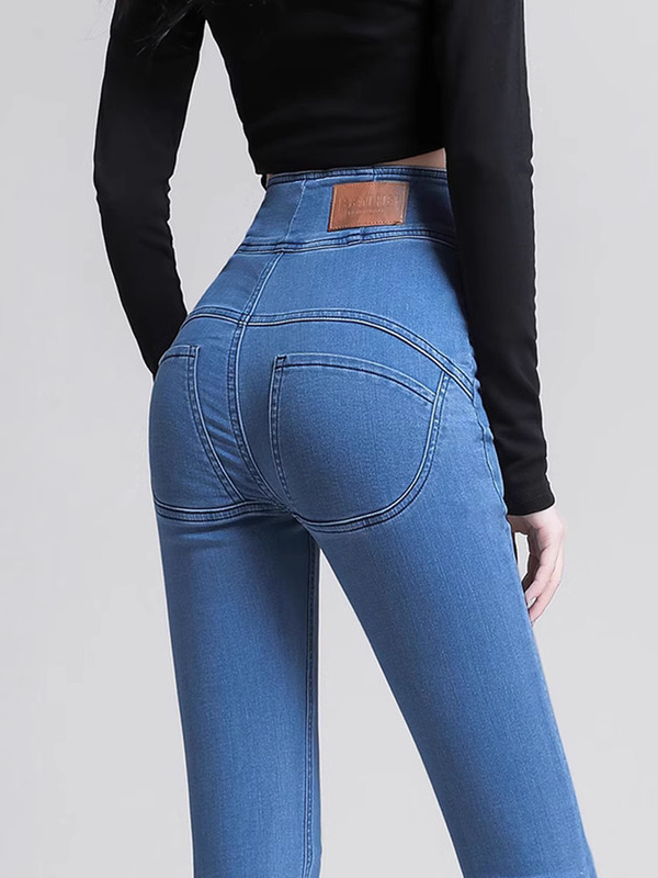Peach-Colored Butt-Lifting Jeans Are Suitable for Women in Spring, Spring Season, and Autumn, with a Hip-Lifting Effect, Sexy High-Waisted, and Slim-Fitting