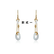 Серьги 现货天然南红耳环女轻奢s925银镀18k金a货翡翠平安转运珠佛头耳坠