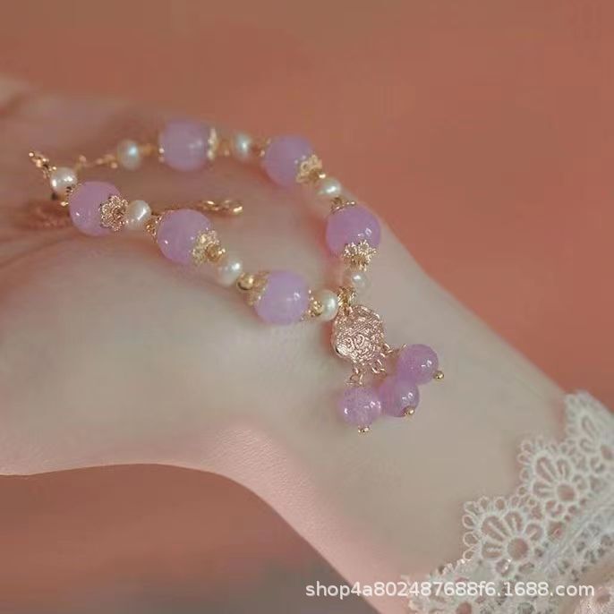 Tiktok Hot-Selling New Purple Ruyi Peace Lock Friendship Bracelet, Instagram Niche Design, Sweet Retro Chinese Phoenix
