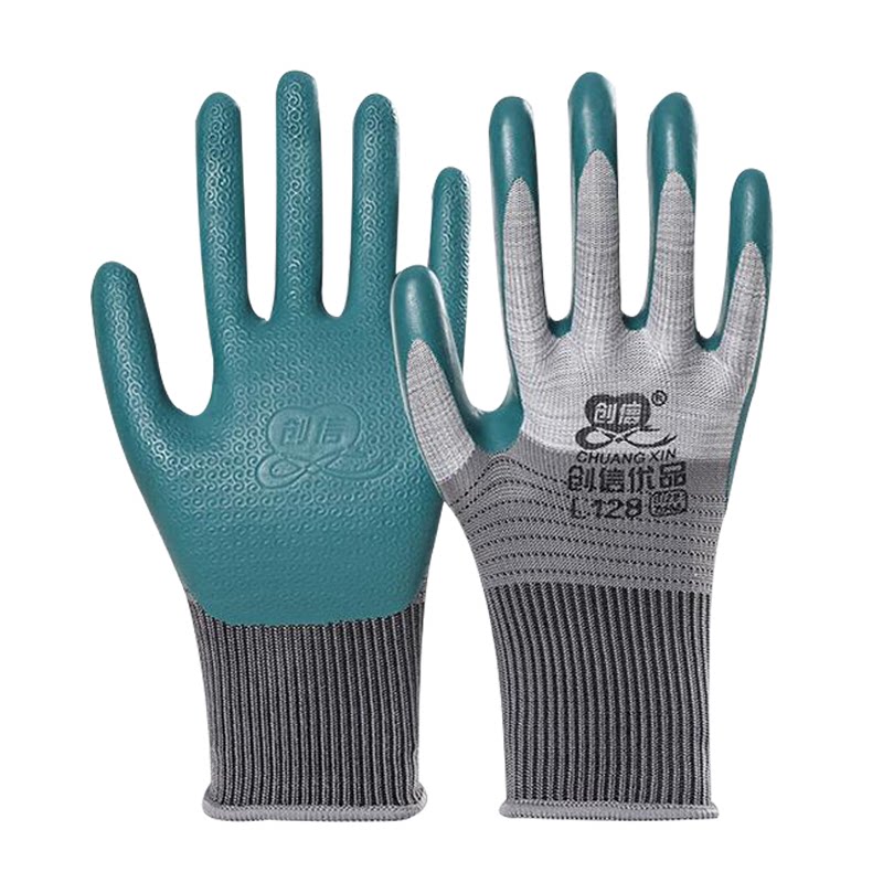 Chuangxin L128 physical embossed latex gloves waterproof non-slip thickening wear-resistant oil-proof outdoor work safety protection