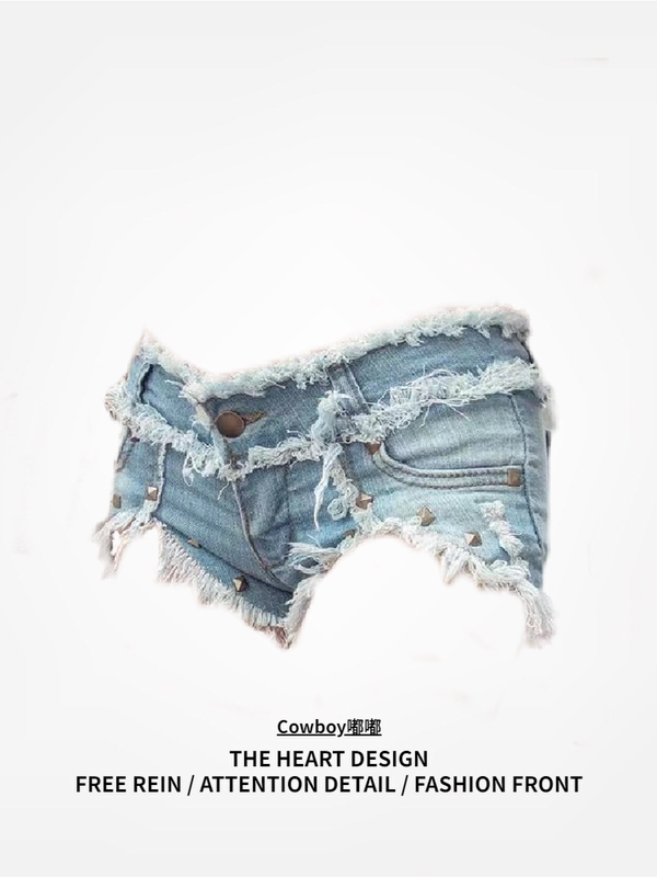 Hot Girl Low-Waist Sexy Denim Ultra-Short Shorts for Women, New Summer Style, Ripped, Hip-Hugging, Slim-Fit, Slimming Hot Pants ins Trend