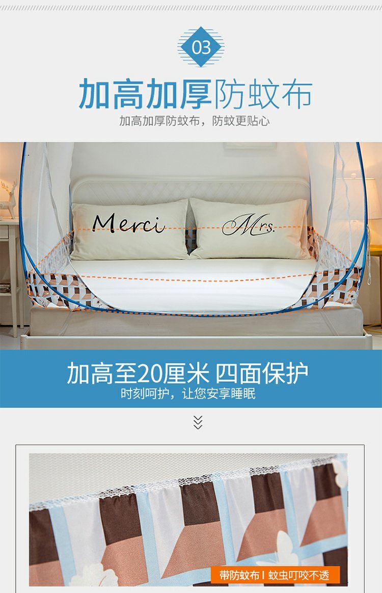 Lắp đặt miễn phí lưới chống muỗi Yurt Ba cửa đầy đủ chiều cao 1,2m1,5 mét 180cm gạch lát sàn nhà đôi màn giường ngủ