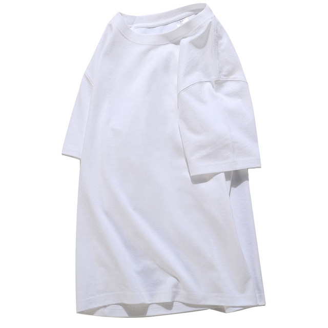 (ຊື້ໜຶ່ງແຖມໜຶ່ງຟຣີ) 230g Xinjiang cotton heavyweight pure cotton round neck T-shirt thick and opaque pure white short-sleeved style basic style