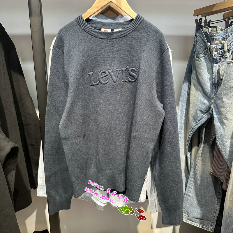 Levis Genuine 2026 Autumn and Winter Men's Wool Blend Pullover Crew Neck Sweater 008P3-0001