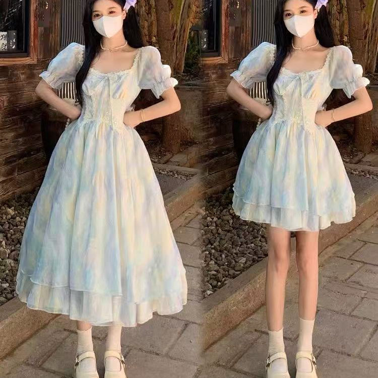 French Gentle Style Fairy Princess Dress 2025 Summer Plus Size Fat Girl High-End Slimming Puffy Dress
