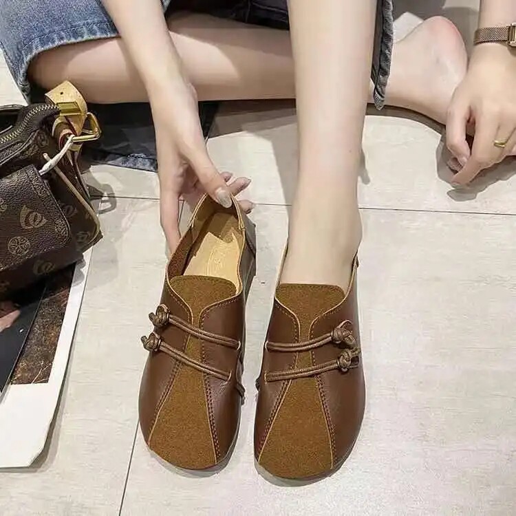 Baigeshi Baigeshi 2021 autumn new soft bottom soft surface retro casual Doudou shoes Zeng Xianglin shoes industry