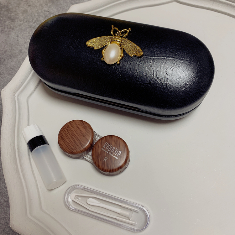 Pearl Bee (Double Deck)double-deck Dual purpose frame glasses case invisible Duplex box grain Anti pressure Portable ins Dual purpose Meitong box storage box