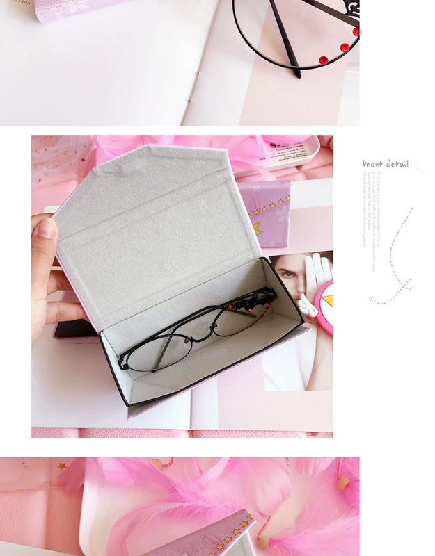 Học sinh tuổi teen khung kính trường hợp nữ ins sakura di động gấp tam giác dễ thương đơn giản sáng tạo trường hợp kính - Kính khung