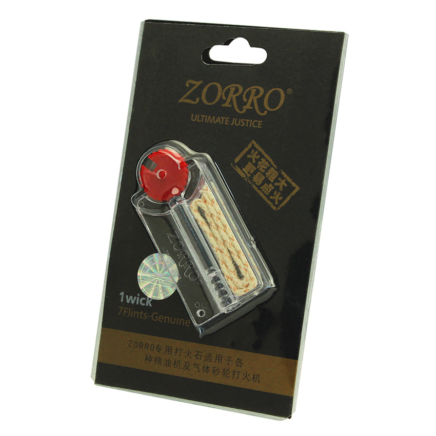 Zorro đen tải đá lửa phù hợp với dầu hỏa nhẹ hơn lõi bông phổ quát 20 mảnh một hộp - Bật lửa bật lửa đẹp độc lạ