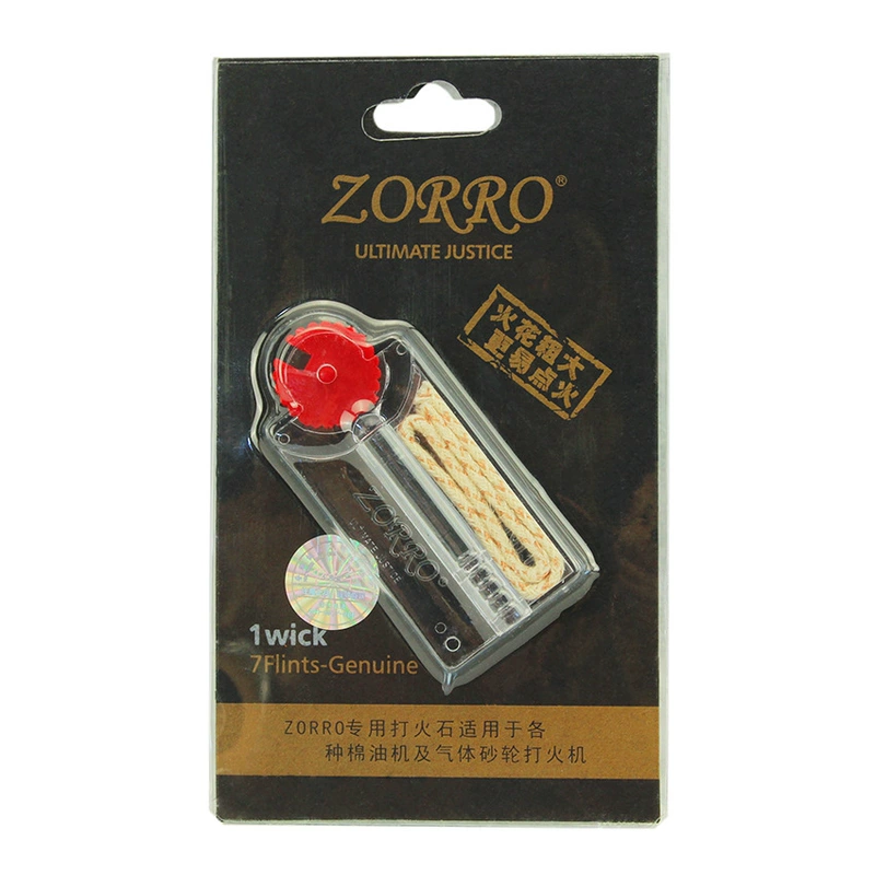 Zorro đen tải đá lửa phù hợp với dầu hỏa nhẹ hơn lõi bông phổ quát 20 mảnh một hộp - Bật lửa