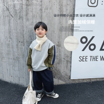 Slightly childrens clothing Boy plus velvet clothing 2021 new baby warm blouse Childrens day department Design Feel Thick Coat