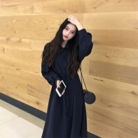 Early autumn 2020 women's clothing with high-cold temperament, mature, light and mature style, waist-cinching eggsshop extra-long Hepburn dress