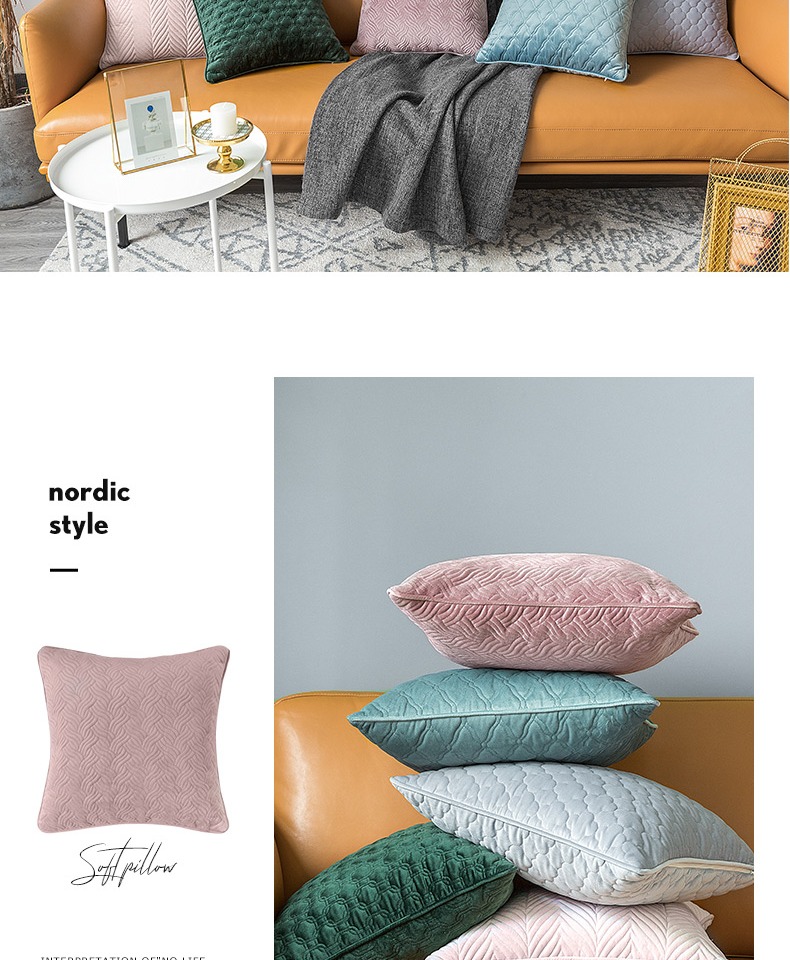 Chăn bông thêu ghế sofa Bắc Âu đệm văn phòng gối tựa lưng xe eo đệm gối - Trở lại đệm / Bolsters gối ghế
