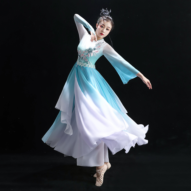 Classical Dance Performance Costumes for Women, Elegant Chinese Style, Art Exam Hanfu, Modern Dance Fan, Stage Umbrella Dance Performance Costumes