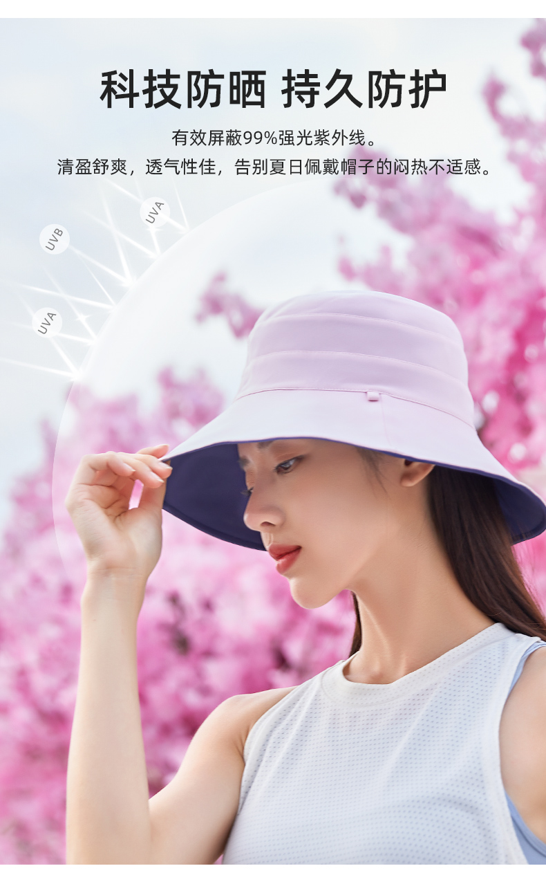 韩国VVC 2020新款 6层防护 UPF 2000+防晒 遮阳帽 双面渔夫帽 图31