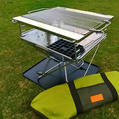 tnr folding thick stainless steel barbecue grill outdoor household large carbon oven for more than 5 people Outdoor portable charcoal