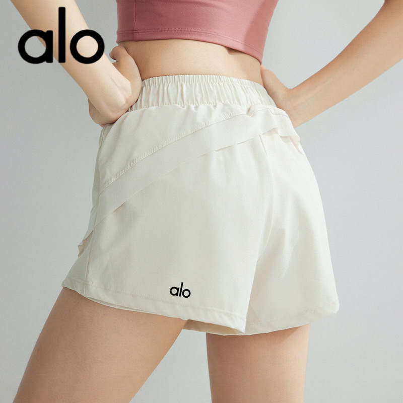 Aio Quick-Dry Shorts for Women, Anti-Exposure, High-Waisted, Running, Outerwear, Faux Two-Piece Sports Shorts, Breathable Yoga Fitness Pants