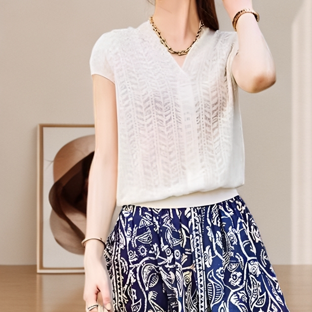 [877 Tops] Weile Knitted Fashionable and Versatile Summer Loose Designer Pullover