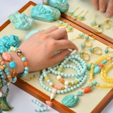 慕粉 Бирюзовая резная подвеска, ожерелье, цепочка, браслет