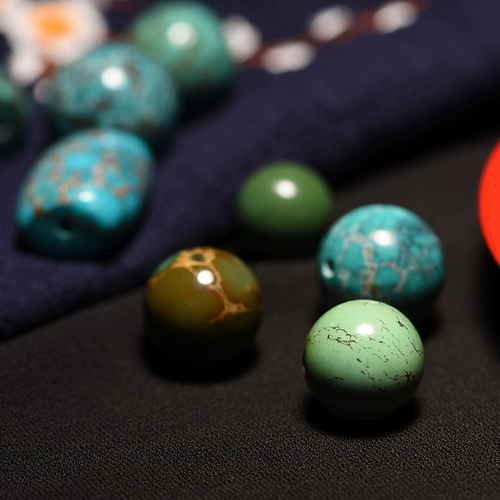 慕粉 Бирюзовая природная руда, украшение-шарик, браслет из бусин, бусины, подвеска, резьба по камню, четки бодхи, аксессуар, тройник