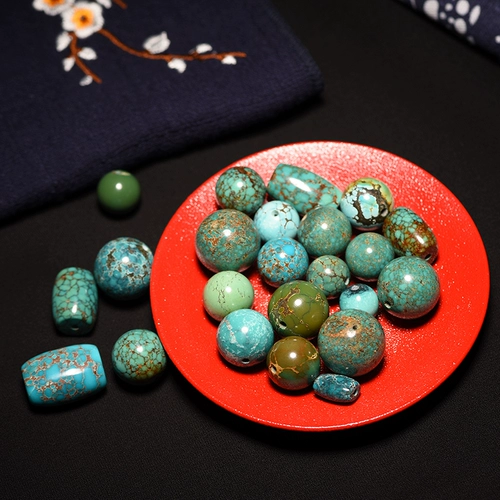 慕粉 Бирюзовая природная руда, украшение-шарик, браслет из бусин, бусины, подвеска, резьба по камню, четки бодхи, аксессуар, тройник