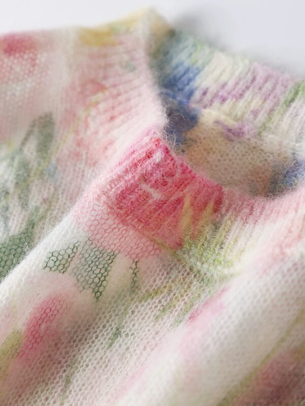 High-End Water Lily Color Small Alpaca Wool Round Neck Sweater That Makes the Skin Look Fairer, Spring Wool Sweater 03