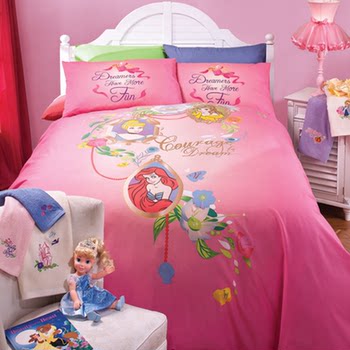 Girls pink cotton cartoon children's bedding set