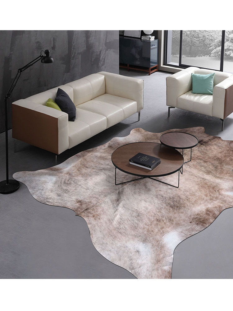 Whole imitation cow leather light extravagant carpet Nordic modern minimalist Fancy American Living-room Tea Table Mat Bedroom Bedside Cushion