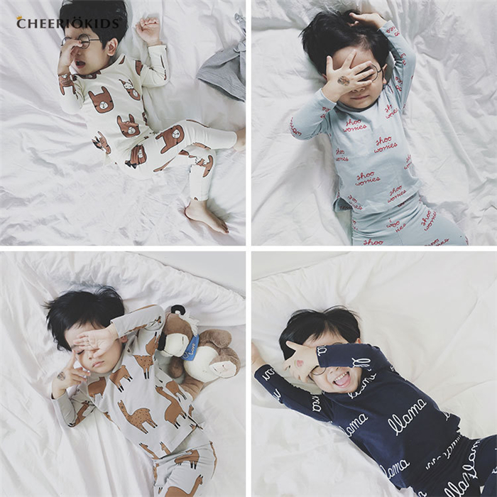 INS Spring and Autumn Nordic wind children's pajamas home dress baby autumn sweater boys and girls' underwear suit