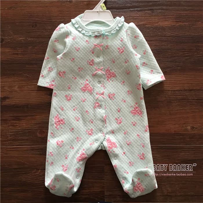 Baby Hardsuit Baby Fall Winter and thick air cotton and feet long sleeve clothes to climb newborn broken flowers