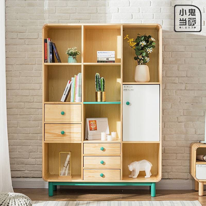 Small devils as home Nordic solid wood bookcase multifunction Easy containing cabinet Cupboard Children Furniture Cupboard Bookshelves