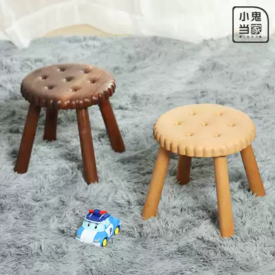 Little ghost home black walnut solid wood children's shoe stool home stool children's game stool baby biscuit stool
