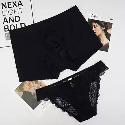 2019 New couple underwear solid color Ice Silk men flat corner women sexy low waist lace sexy breifs