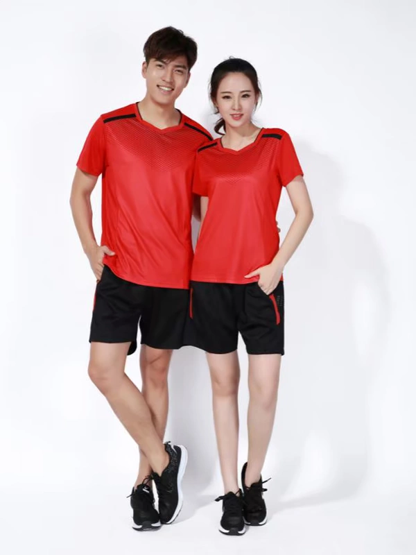 Có thể in nhanh bộ đồ bóng chuyền nam và nữ mùa hè áo sơ mi tay ngắn quần vợt thể thao phù hợp với đồng phục đội thi đấu có thể được in