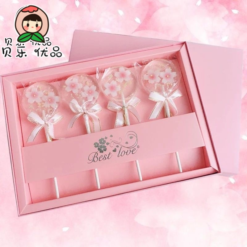 Creative Crystal Birthday Gift Cherry Blossom Candy Gift Box Girls Snacks Cute Starry Sky Candy Cherry Blossom Stick Candy Christmas