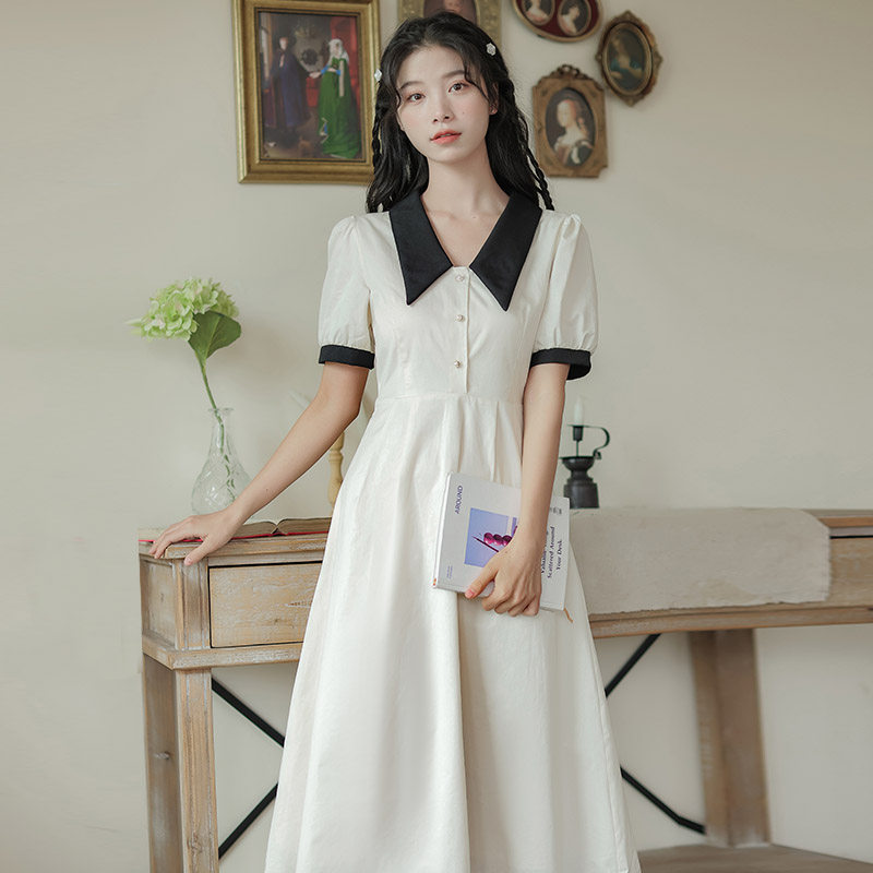 Legal Temperament White Teenage Girl Dress Dress Women's Dress Summer Official Occasion College Wind Skirts Teachers Face Trial Wear-Taobao
