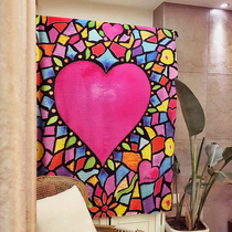Foreign trade export art color love pattern Stained glass style peoples day hanging cloth decorative arrangement background cloth