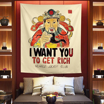 2021 New Year Year of the Ox National tide God of Wealth Chinese style hanging cloth wall decoration decorative cloth background cloth Spring Festival tapestry