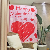 Foreign trade export Valentines Day decoration romantic creative hanging cloth tapestry decoration ins style restaurant love background cloth