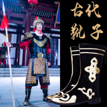Ancient general armor boots black costume boots male martial arts upturned Chinese style official boots performance soap boots dance boots