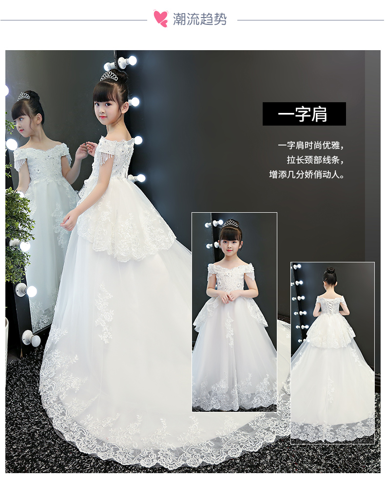 Cô gái hoa trắng cô gái váy cưới váy fluffy trẻ em catwalk trang phục piano sinh nhật công chúa váy - Váy trẻ em váy đầm đẹp cho bé yêu