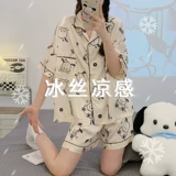 Милая шелковая пижама, летний мультяшный комплект, 2024 года, популярно в интернете, короткий рукав