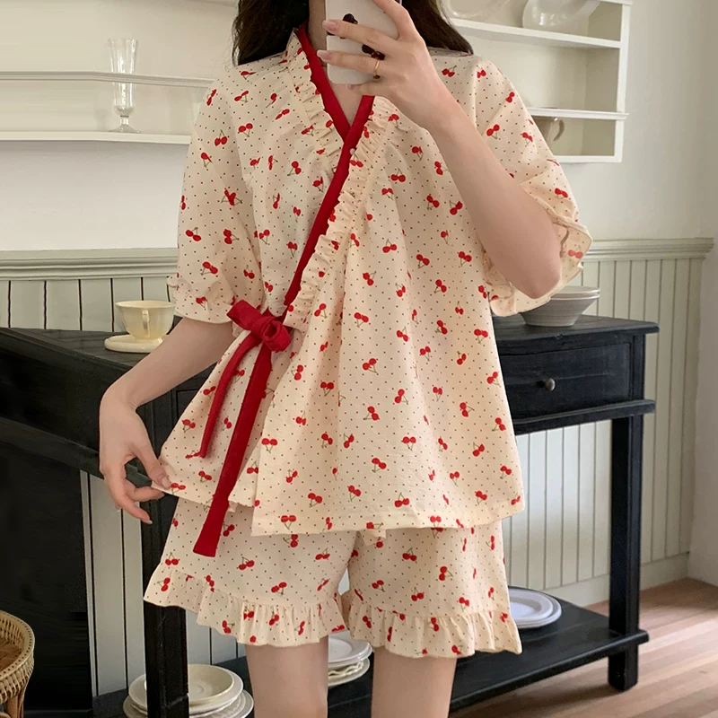 Pijama, летом тонкая майка с чашками, китайский стиль, с коротким рукавом